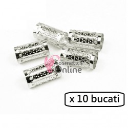 Inele din metal pentru codite afro RNG18DD Argintiu, Set 10 bucati